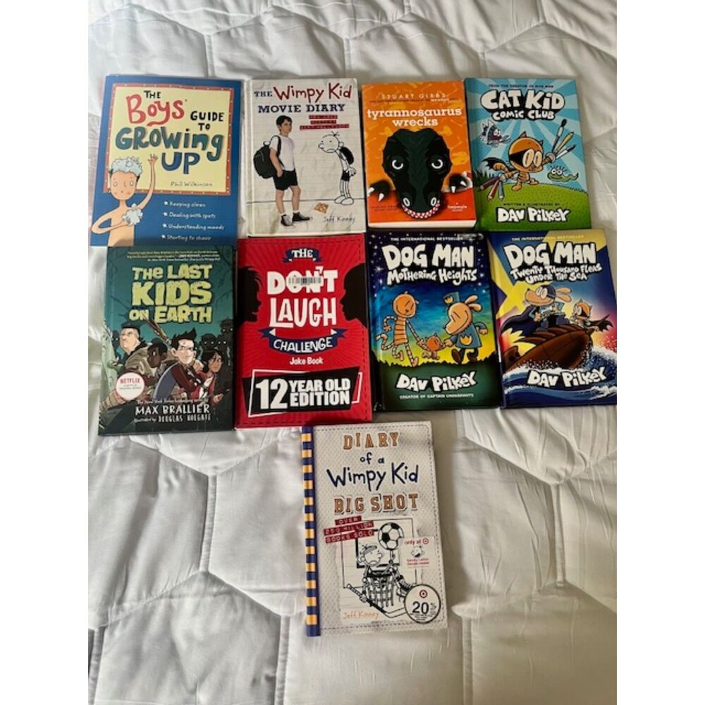 Lot of 9 Young Reader, Preteen, Books Dog Man Diary Wimpy Kid